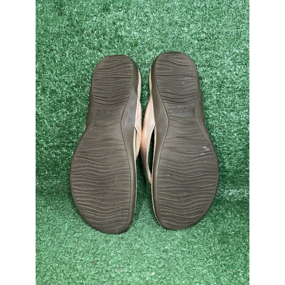 VIONIC Womens 9 Rest Bella II Flip Flops Brown Sandals Bronze Strap Thong Slides